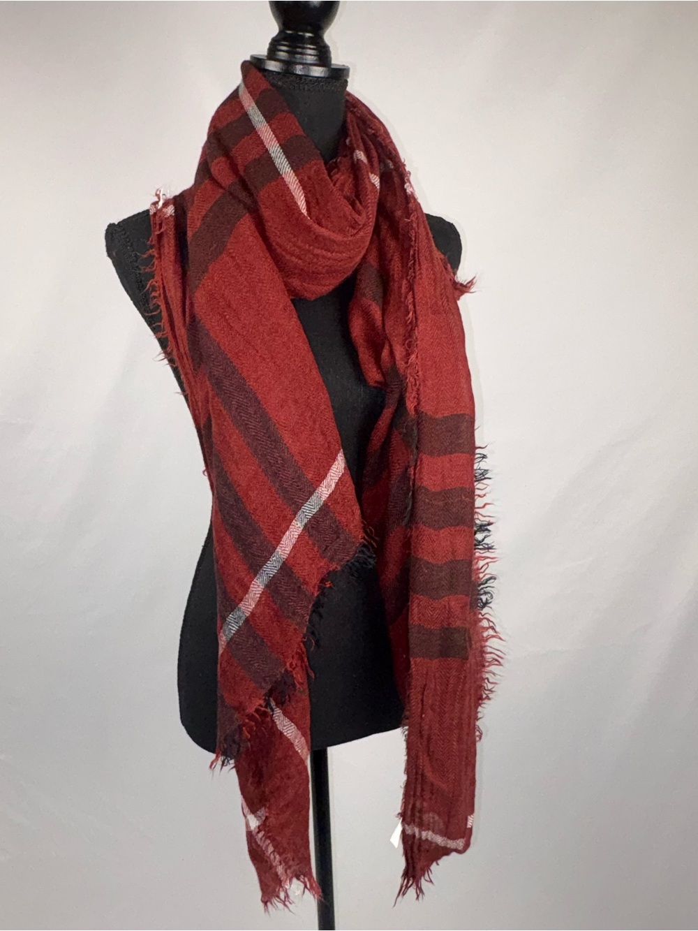 Burgundy Scarf Plaid Lightweight
